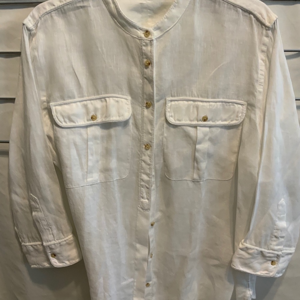 Ralph Lauren White Linen Shirt- LG